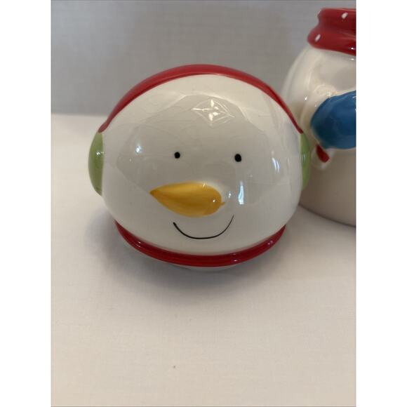 Boston Warehouse Trading Corp Ceramic Snowman Cookie Jar Medium Height 7” - Picture 9 of 16